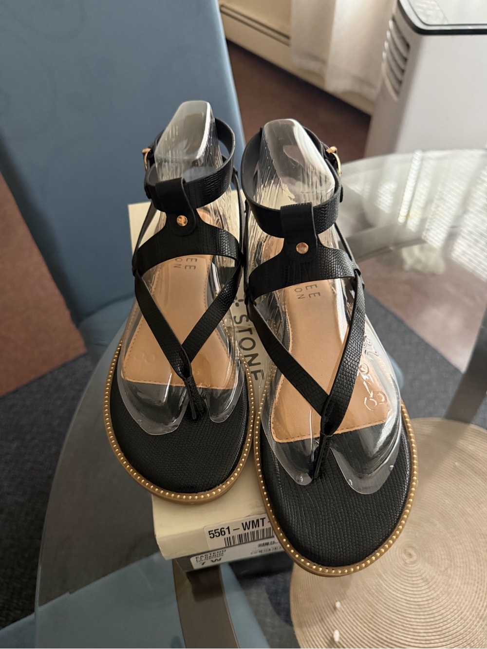 Black Crisscross Espadrille Sandals with Gold Bead Trim